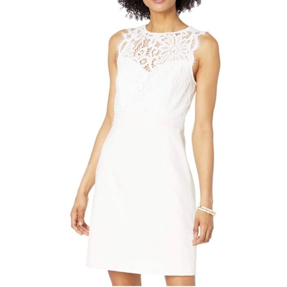 LILLY‎ PULITZER Resort White Sharice Stretch Shift Dress Size 4